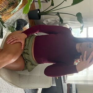 Women's Burgundy Ribbed Top
